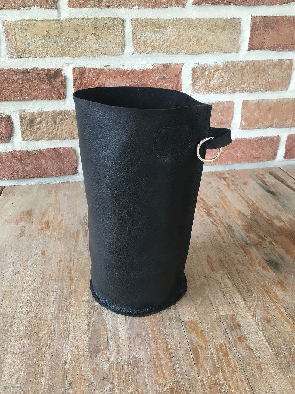 Thumbnail: Wijnkoeler in leder - bruin/zwart/naturel - incl. koelelement