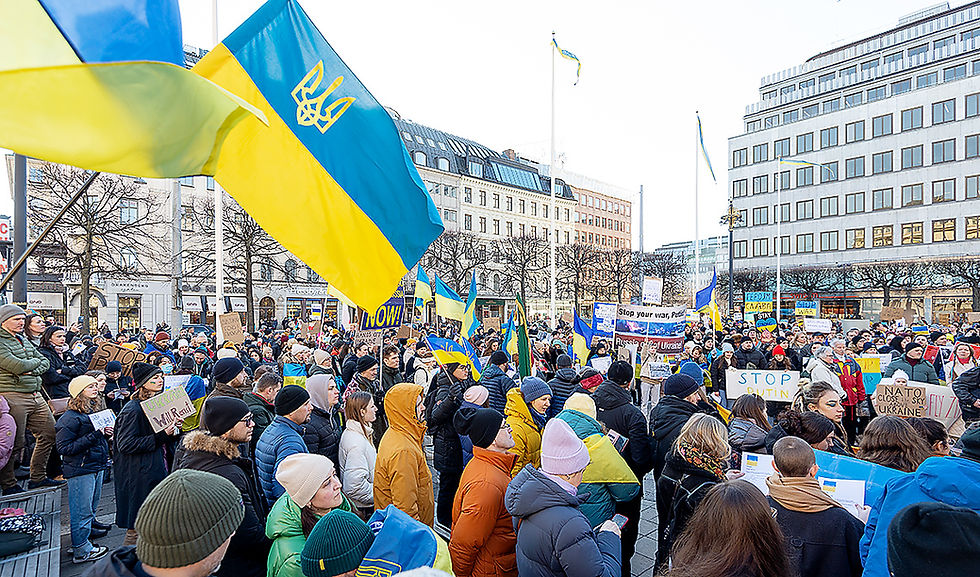 Photo de Frankie Fouganthin.Demonstration pour l’Ukraine le 27 fevrier 2022.