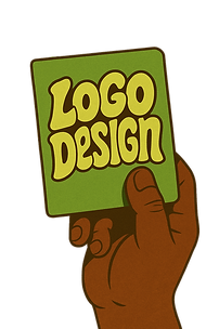 Hand holding sign saying "Logo Design"