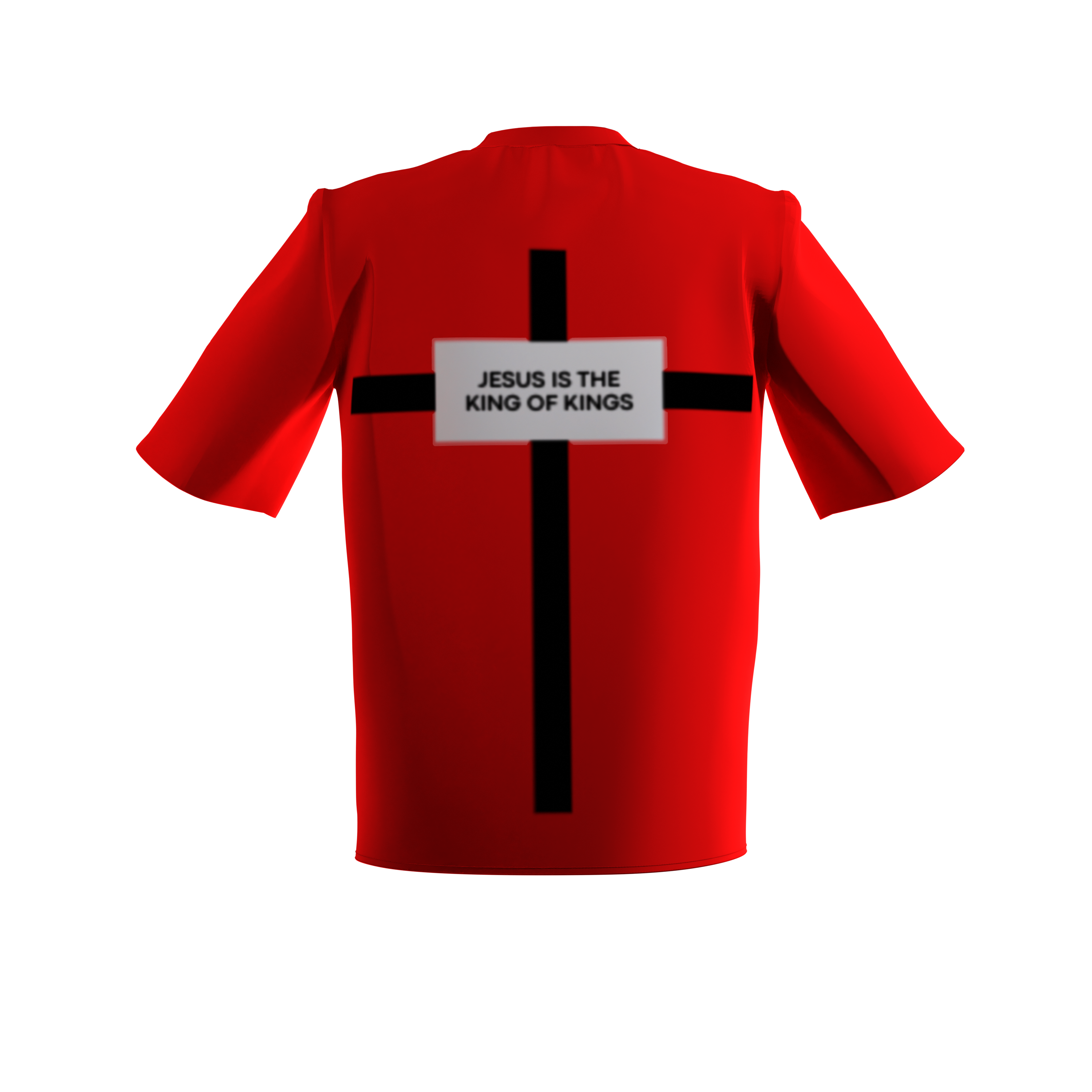 Red shirt with 'JESUS IS THE KING OF KINGS'