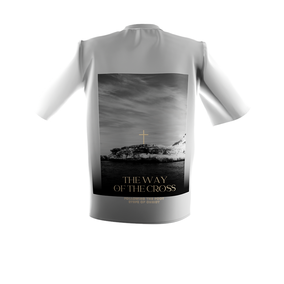 White t-shirt with 'The Way of the Cross' print