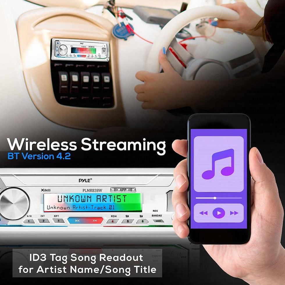 Thumbnail: Pyle PLMRB39W Marine Stereo Audio Bluetooth Headunit Receiver Deck Boat Radio