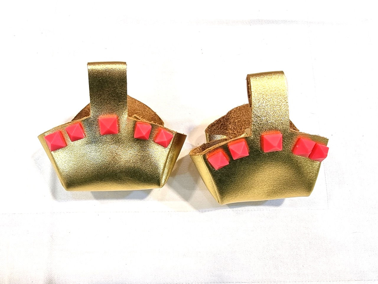 Toe Guard Cup Leather Metallic Gold Pink Stud Shoes 4-9 Size