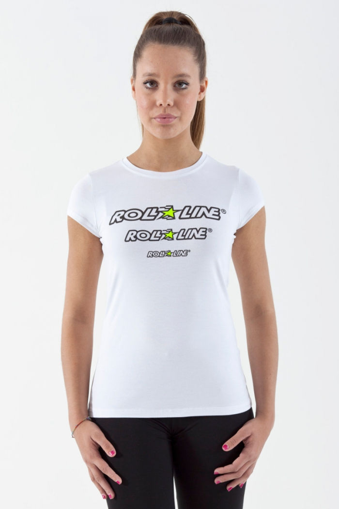 Thumbnail: ROLL-LINE SHORT SLEEVE T-SHIRT WOMAN FASHION White Black โรลไลน์เสื้อยืดผู้หญิง