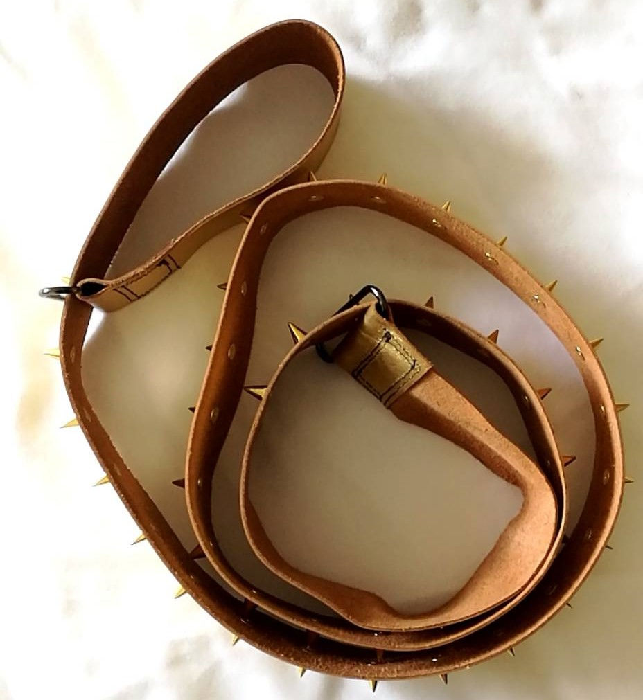 ภาพขนาดย่อ: Golden Stud Leather Shoulder Leash Skateboard Quad Skate Rollerblade Inlineskate