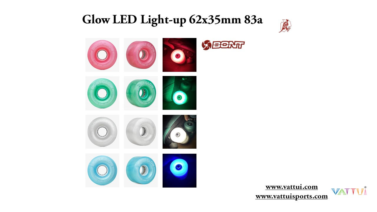 BONT Wheels Glow LED Light up 62x35mm 83a ล้อมีไฟเเอลอีดีบอนท์ควอตโรลเลอร์สเก็ต