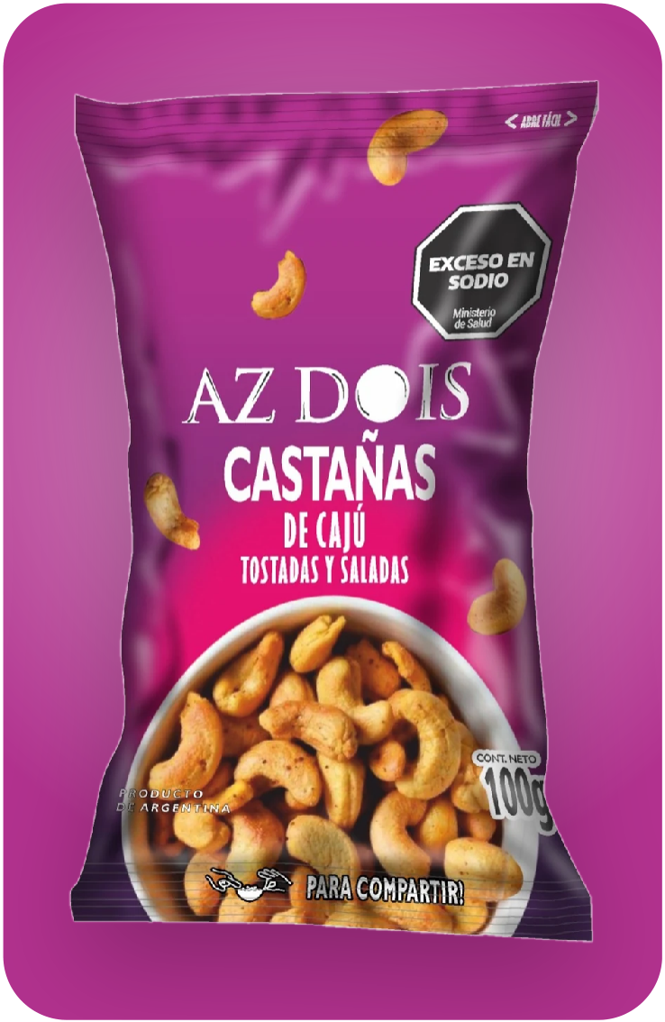 Castañas de cajú tostadas y saladas AZ DOIS, pouch de 100 g