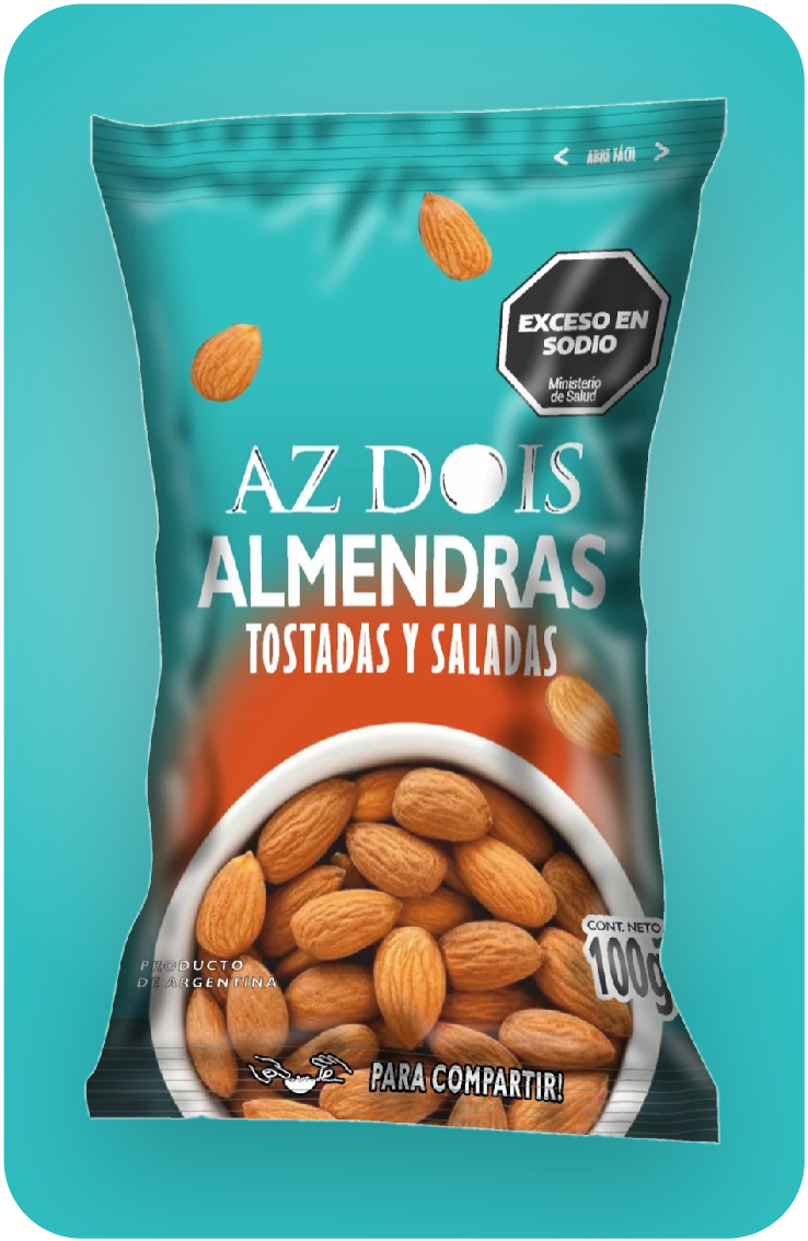 Almendras tostadas y saladas AZ DOIS, pouch de 100 g