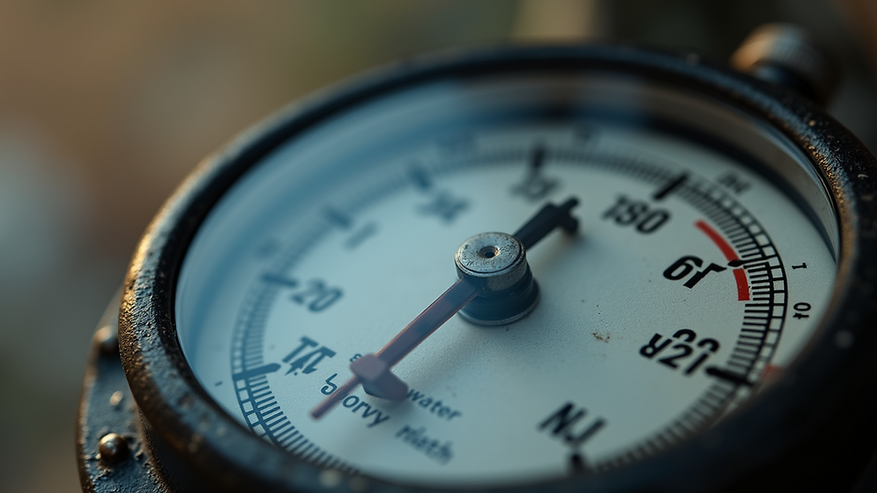 Close-up view of a water meter with visible readings