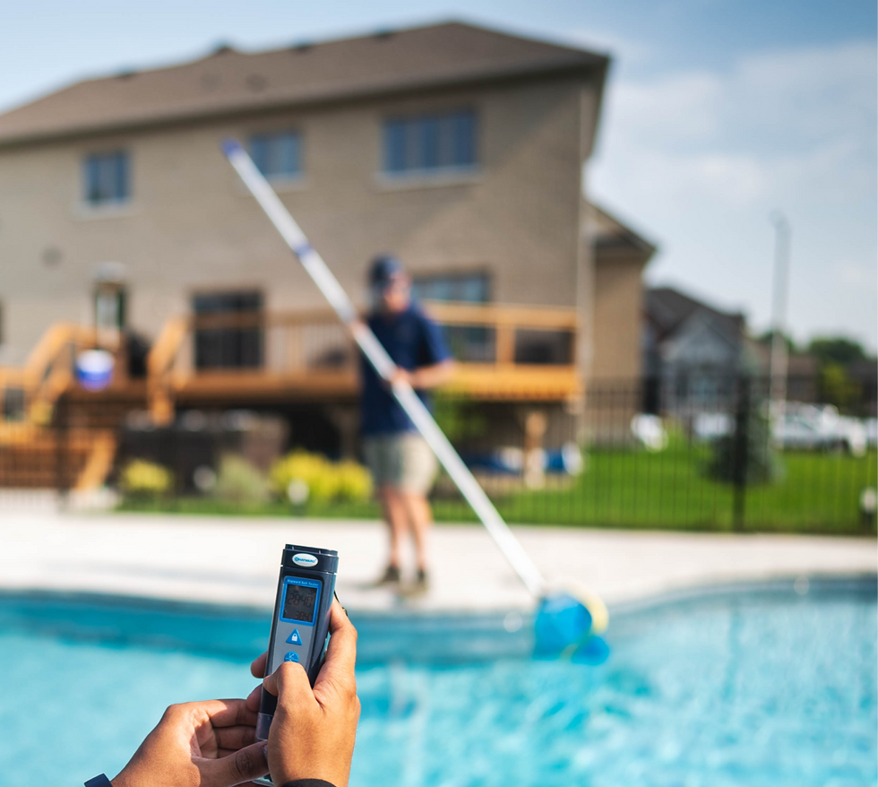 Close-up view of pool vacuum cleaning the pool floor