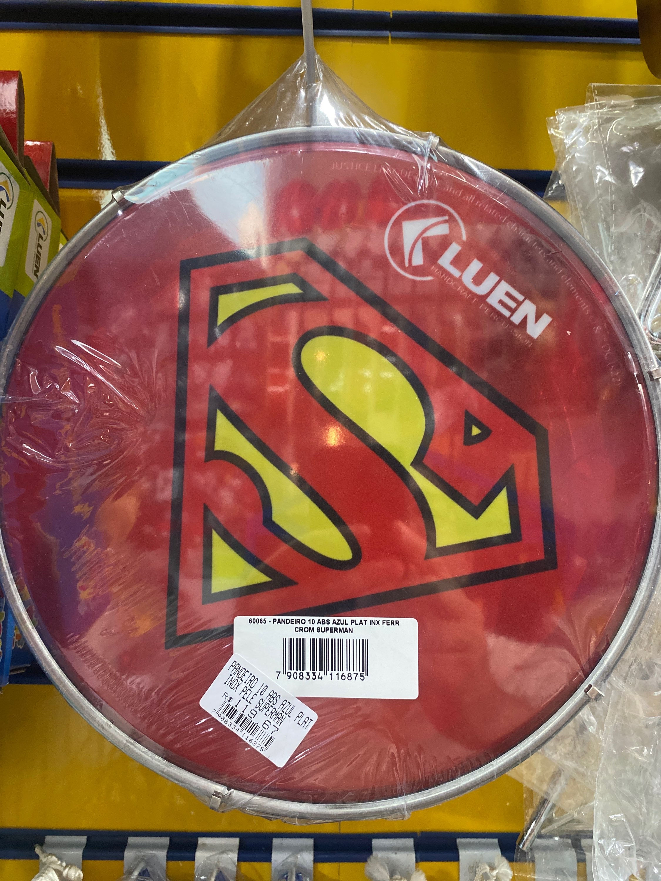 Pandeiro 10” ABS azul Plat Inox Superman