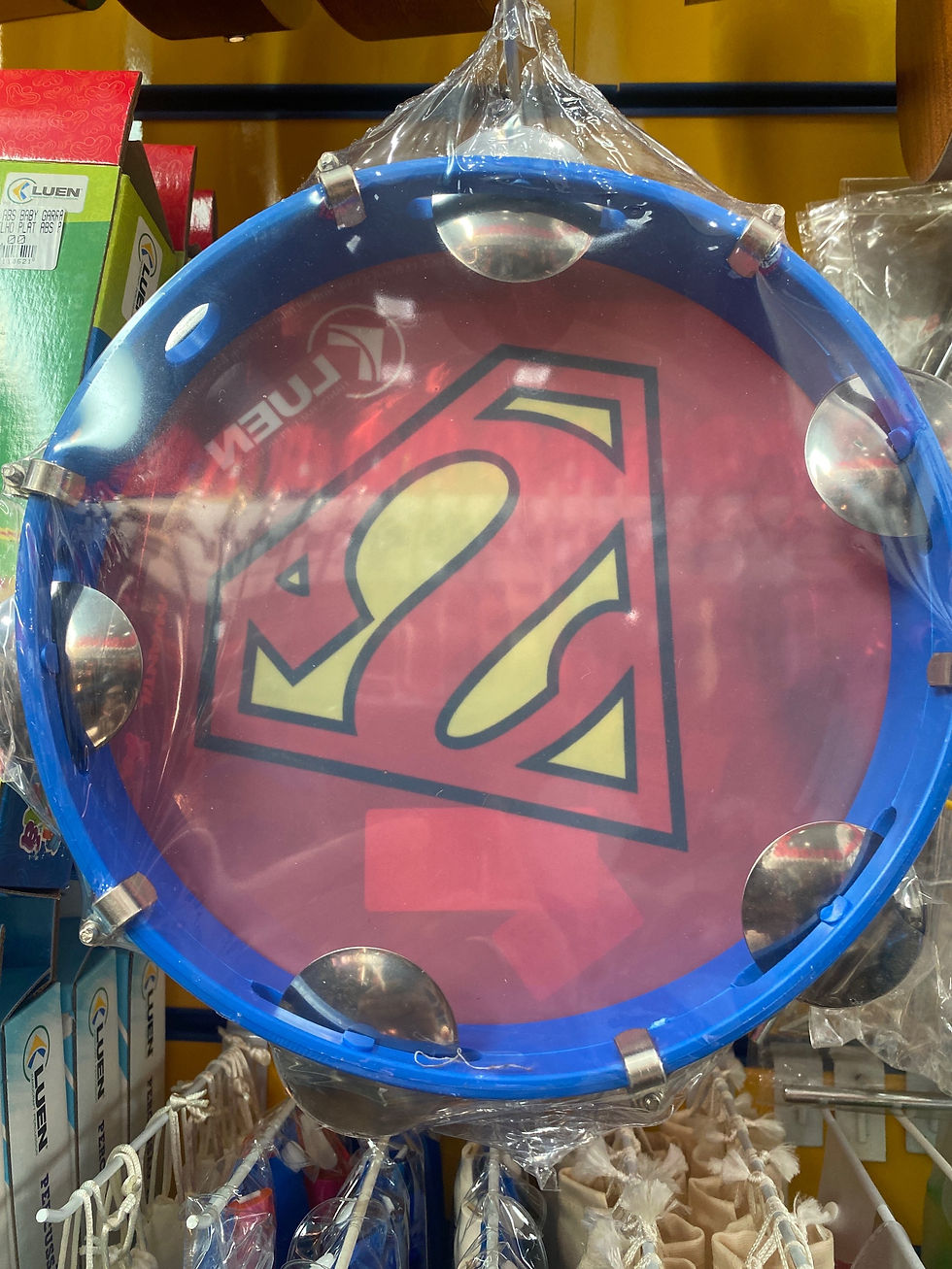 Pandeiro 10” ABS azul Plat Inox Superman