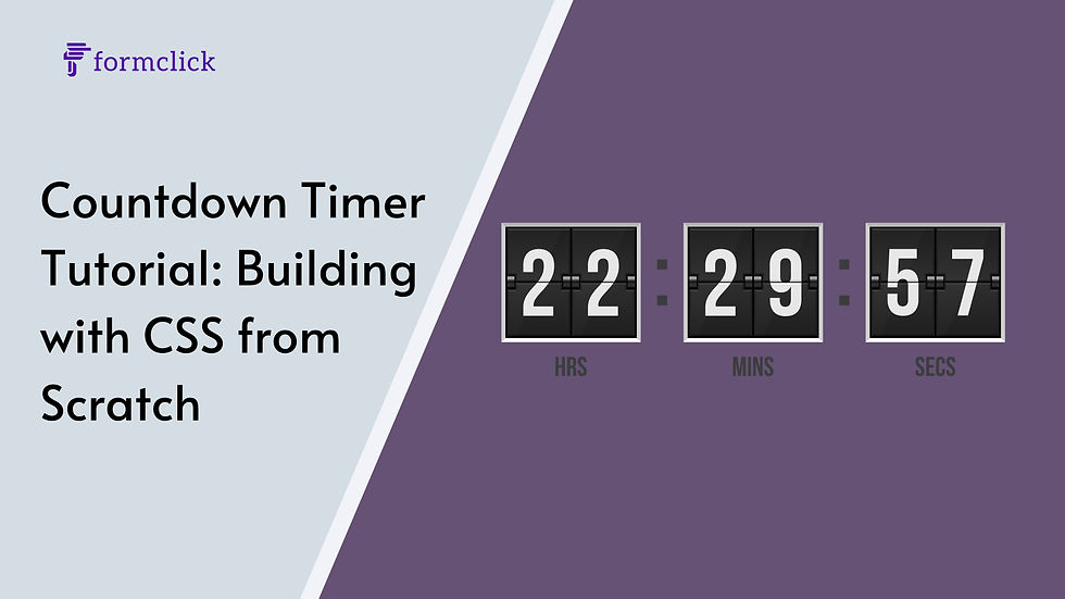 A visual guide showing the steps to create a countdown timer using only CSS. The tutorial covers setting up the HTML structure, applying CSS for styling, and adding animations for a dynamic countdown effect. The image may include examples of countdown timer designs with labels for days, hours, minutes, and seconds, along with CSS code snippets demonstrating styling and animation techniques.