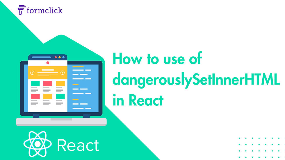 How to use of dangerouslySetInnerHTML in React - Illustration demonstrating the safe usage of dangerouslySetInnerHTML to render HTML content within React components.