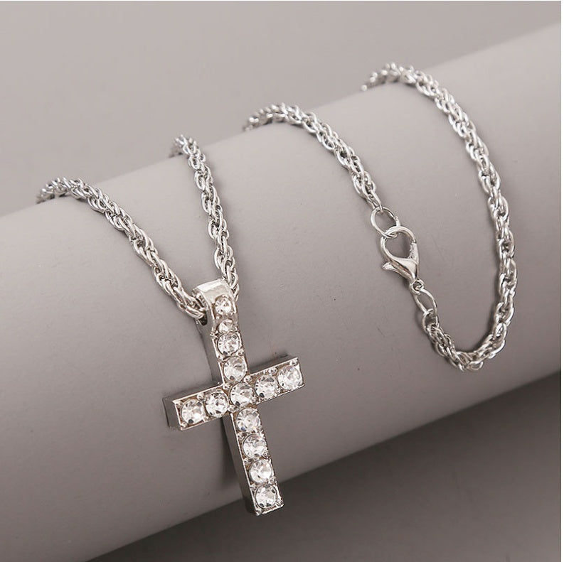 Cross Pendant Necklaces For Women Men Punk Hiphop Rope Chain On Neck