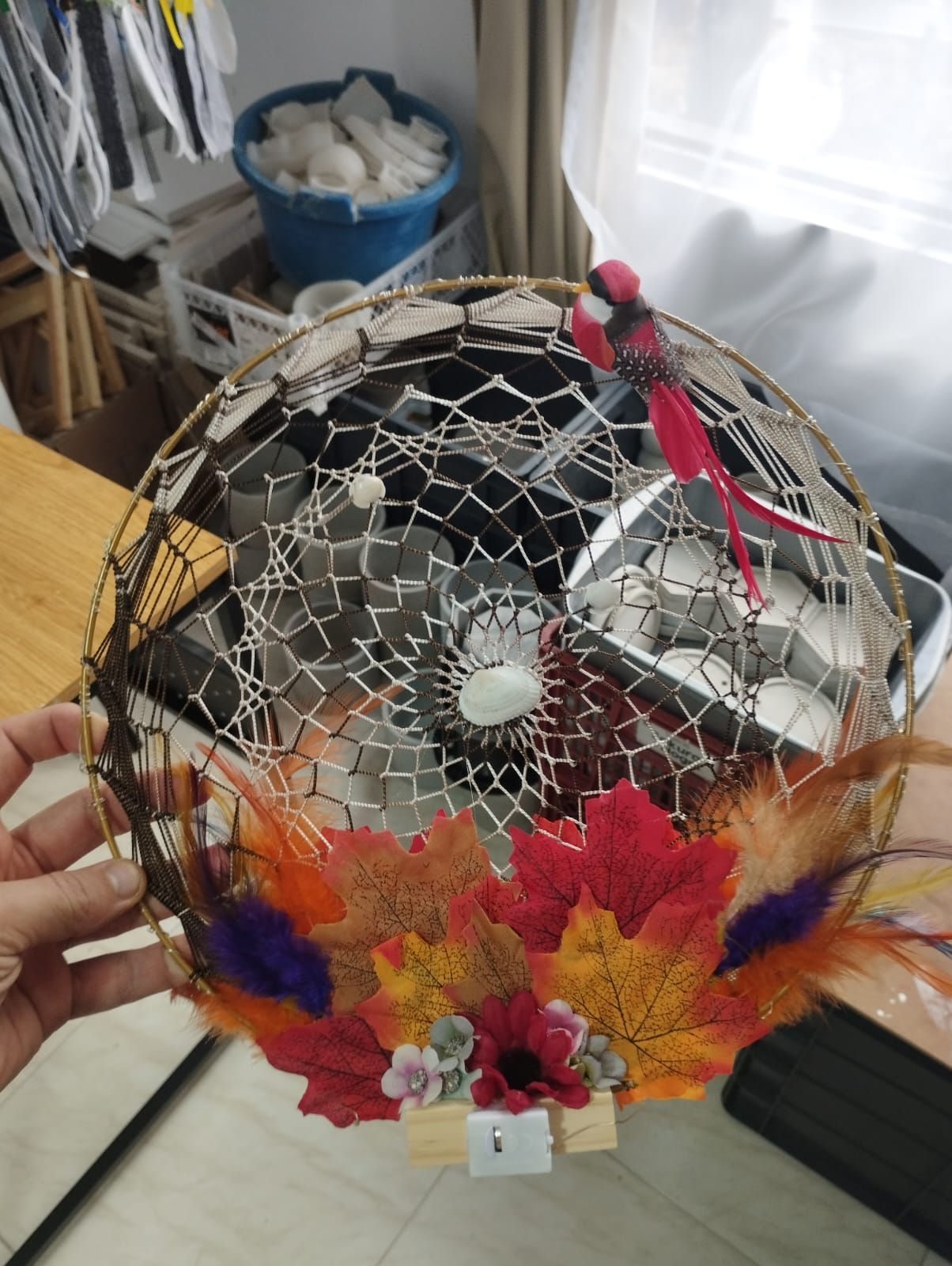 Atrapasueño con base - Blanco/café