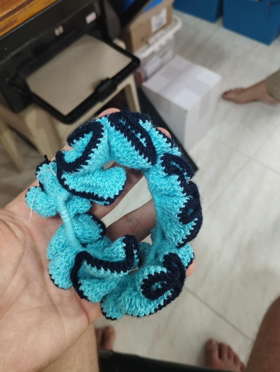Moña Crochet 2 tonos - Azul claro/oscuro
