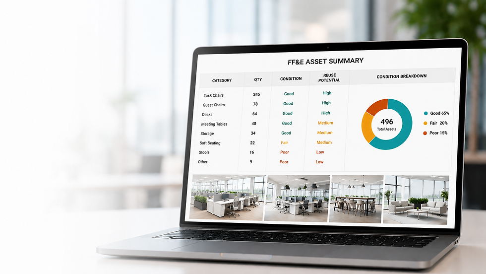 FF&E asset summary for furniture and equipment audits