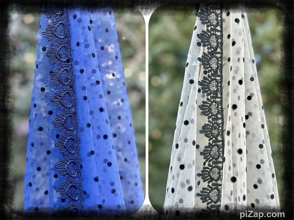 Thumbnail: Navy or Ivory Black Velvet Dot Veil Medium (sewn in clip)