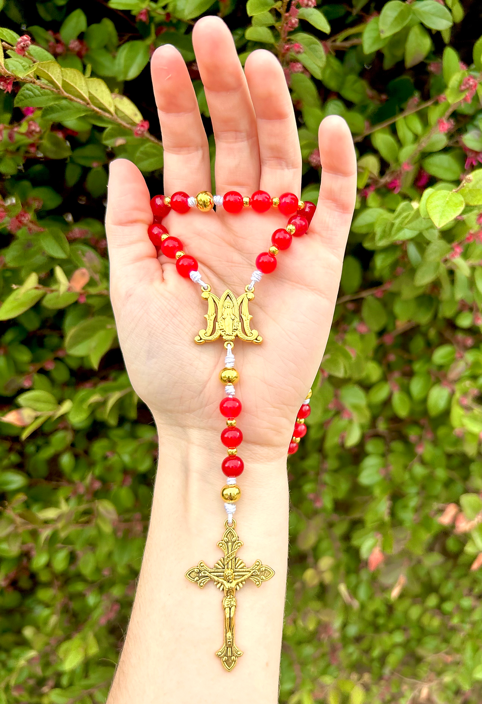 Thumbnail: Handmade Marian cord Rosary red