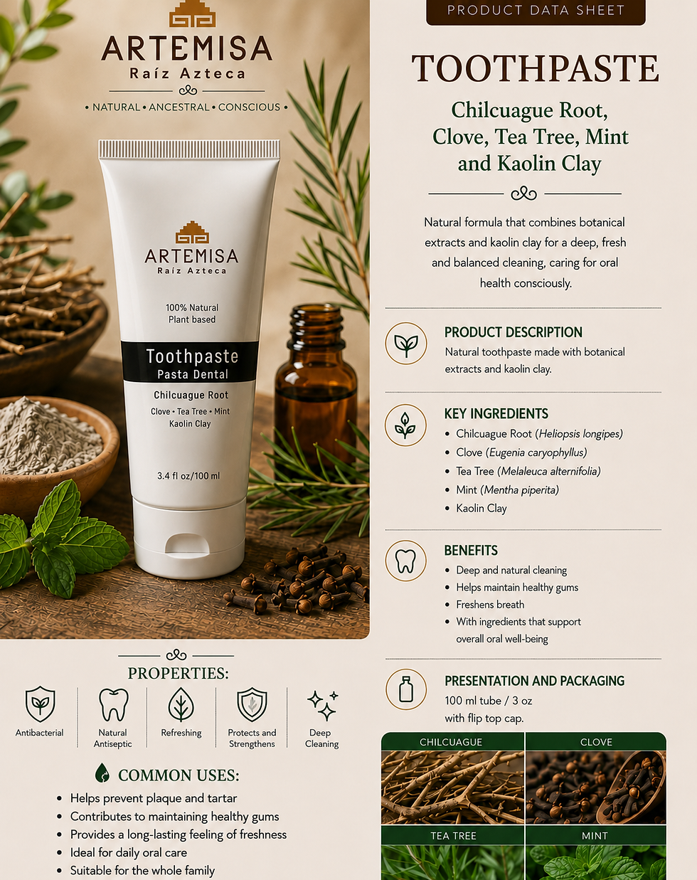 Thumbnail: Natural Chilcuague Toothpaste with kaolin clay for natural oral care