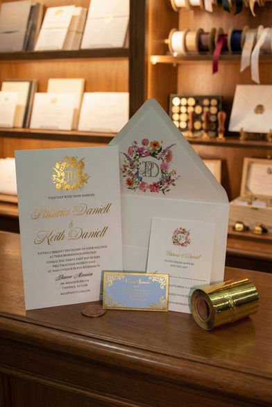 Wedding invitation with foil stamping, New York