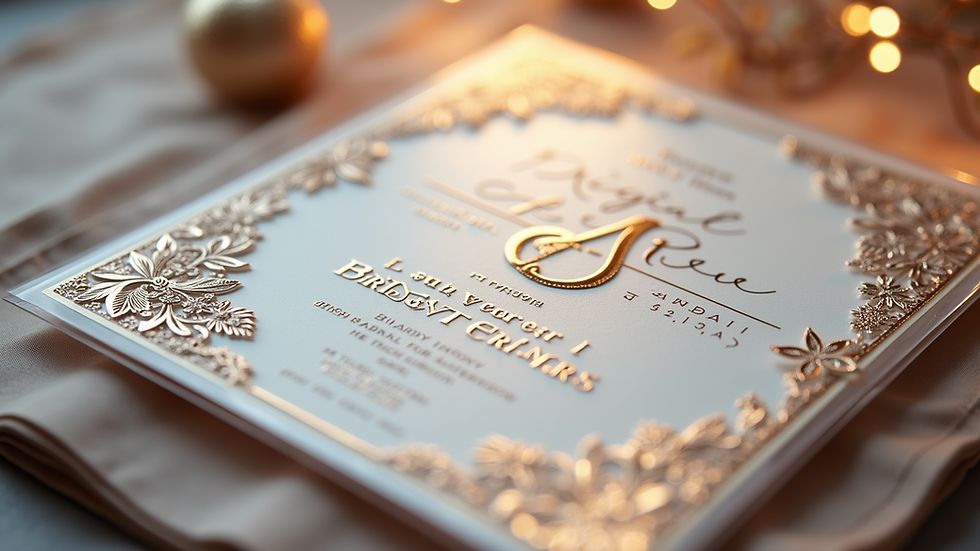 Close-up view of a custom acrylic invitation with elegant design