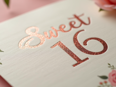 Elegant Rose Gold Foil Stamped Sweet 16 Invitations by NYC's Stylish Print LLC