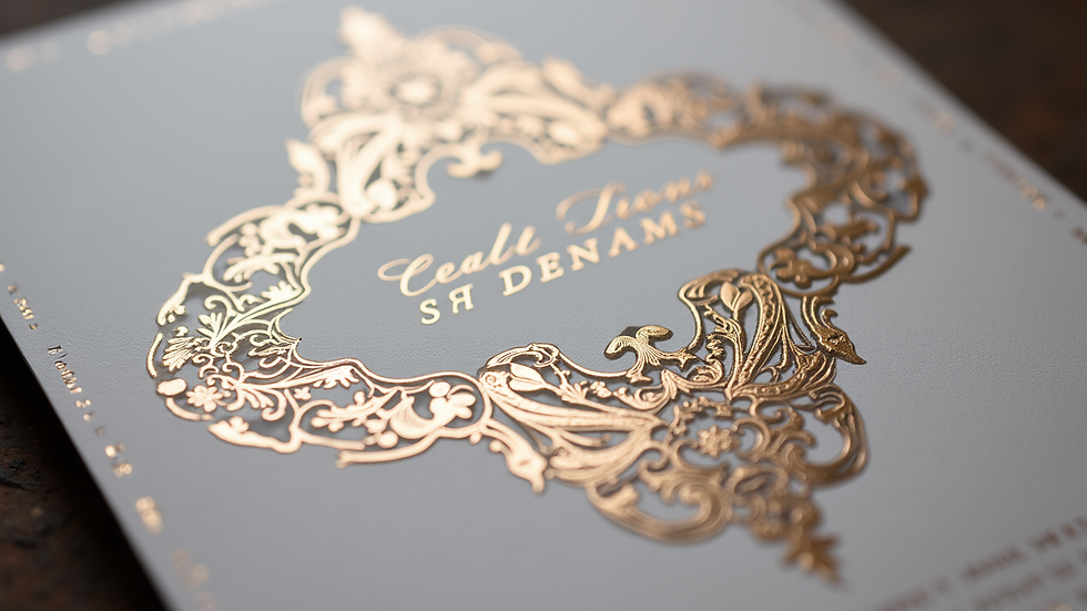 Close-up view of a beautifully designed foil stamped invitation