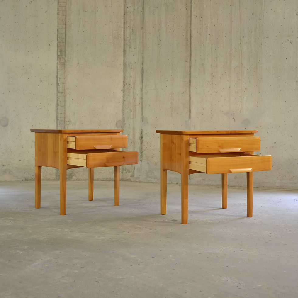 Miniature : Paire de tables de nuit en cerisier massif, Sproll, Suisse, 1980's