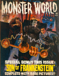 Famous Monsters of Filmland #76 / Monster World #7 cover painting of scene from SON OF FRANKENSTEIN by Gary Morrow