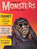 Famous Monsters of Filmland #8 September 1960 cover painting by Albert Nuetzell of 13 Ghosts ghost with tiny haloed Phantom on shroud