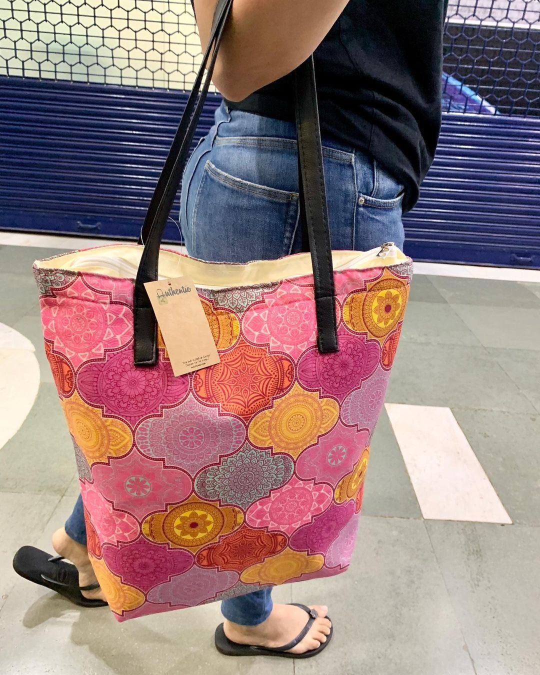 Pink Floral Tote Bag
