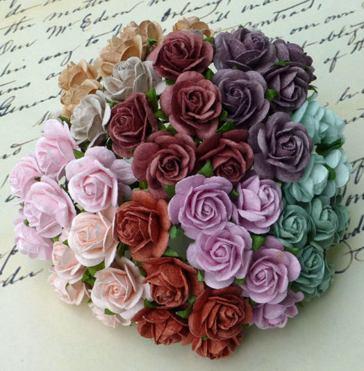 Thumbnail: Mixed Color Sets - 100 Mulberry Paper Open Roses