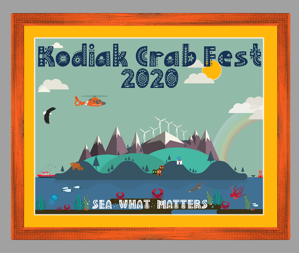 2020 Kodiak Crab Festival Poster matted w/ Orange rustic frame