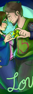 A Couple Making a Heart Hands Gesture With a Toxic Warning Symbol in the Center