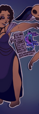 A reference sheet, mostly using purple. (There's a small diagram explaining how the dress works, but it isn't super important.)