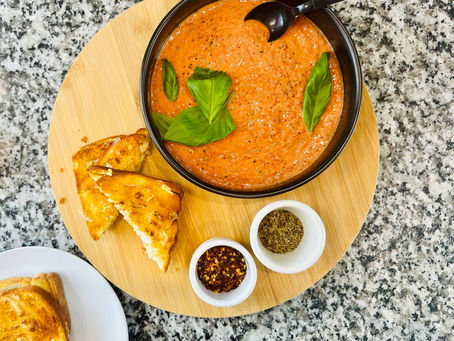 BEST AIR-FRIED VEGAN GRILLED CHEESE W/ TOMATO BASIL SOUP