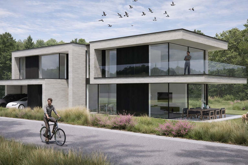 Voorgevel nieuwbouwproject in Moerkerke met vaartzicht