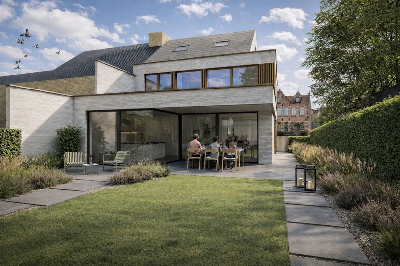 Achtergevel nieuwbouw half-open woning Oostkamp