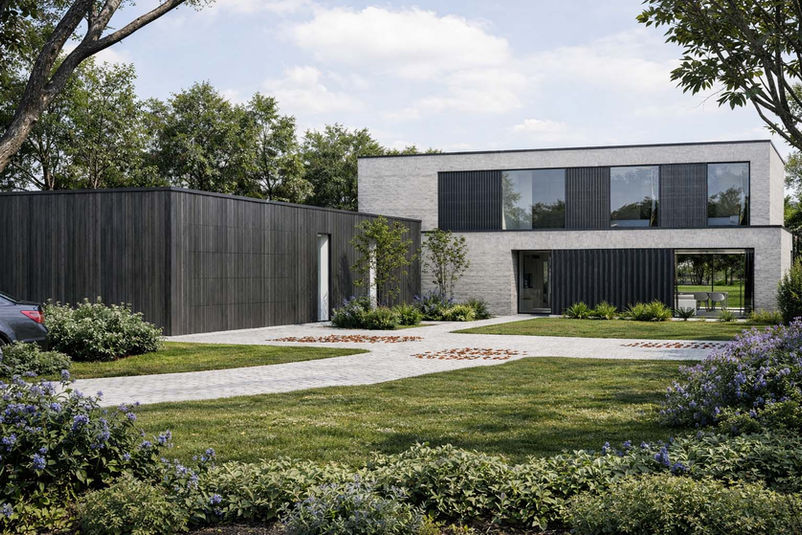 Nieuwbouwwoning in Oedelem met overdekt zwembad door J.A.N Plus Architecten