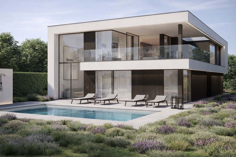 Interieurverbouwing Zedelgem – open leefruimte met zicht op zwembad