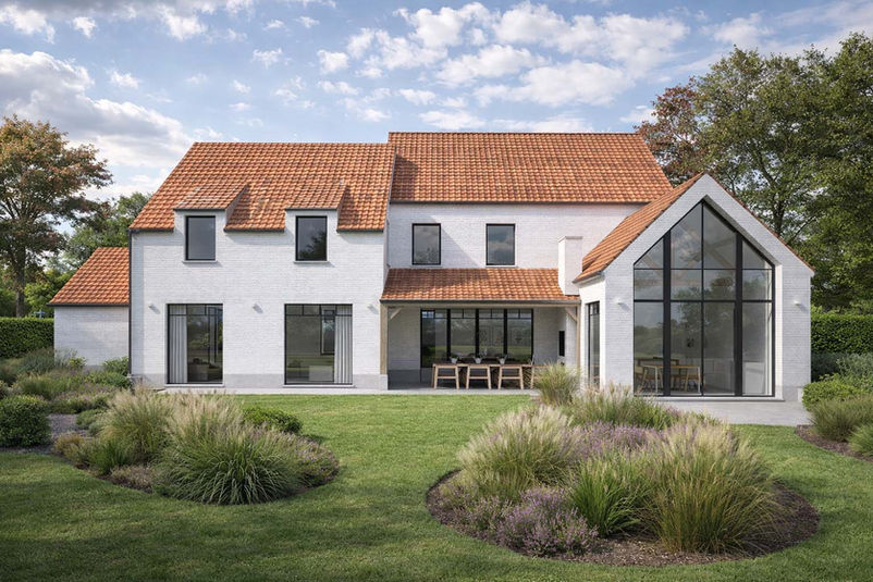 Detail architectuur pastorie woning Bredene