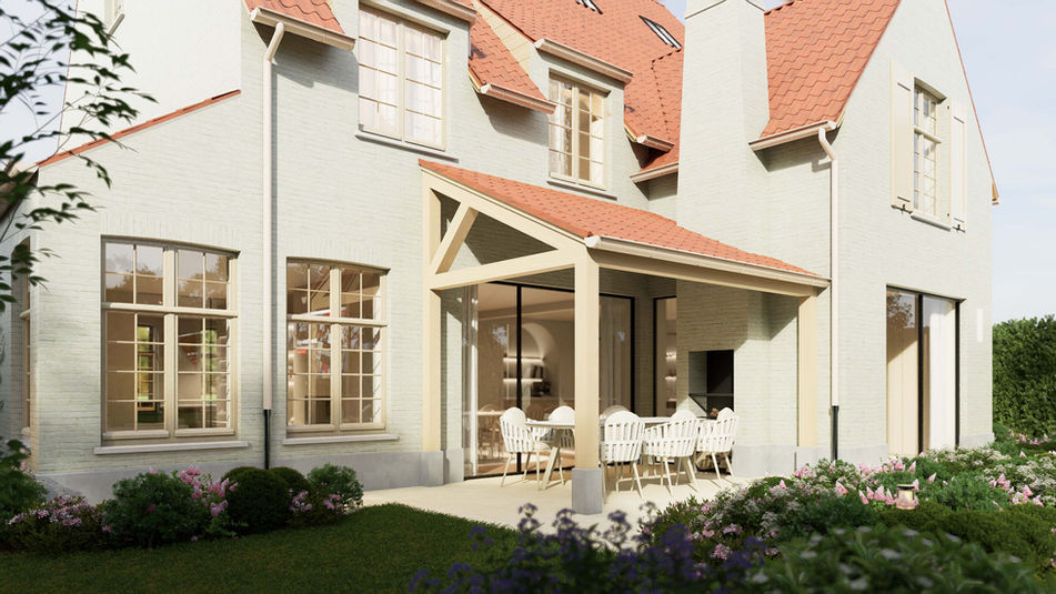 Achtergevel nieuwbouwproject in Moerkerke (Damme)