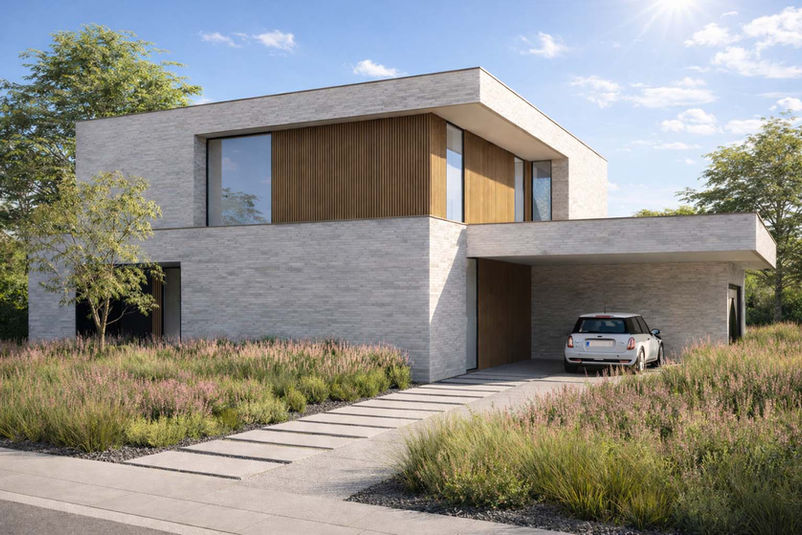 Nieuwbouwwoning in Oostkamp met zwembad door J.A.N Plus Architecten