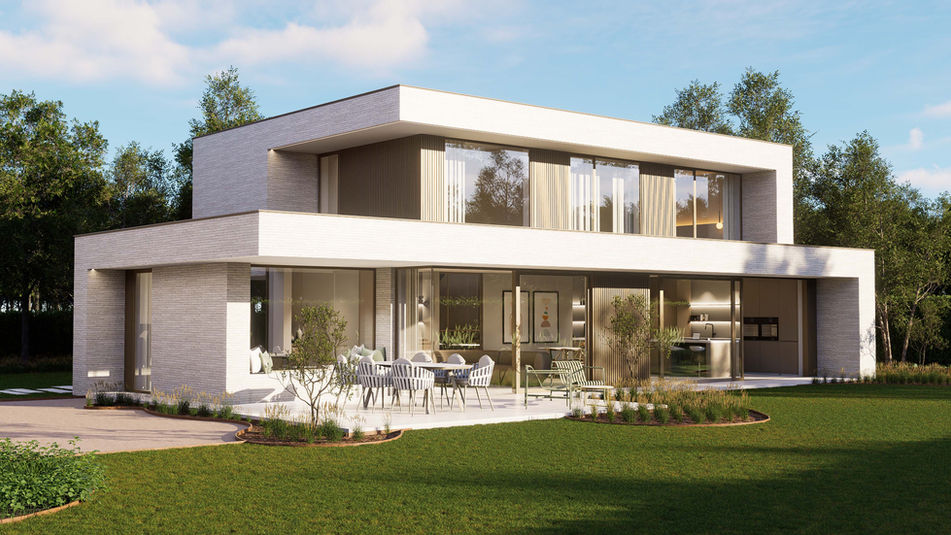 Detail architectuur nieuwbouwwoning in Assebroek