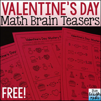 Valentine's Day Math Brain Teasers printables