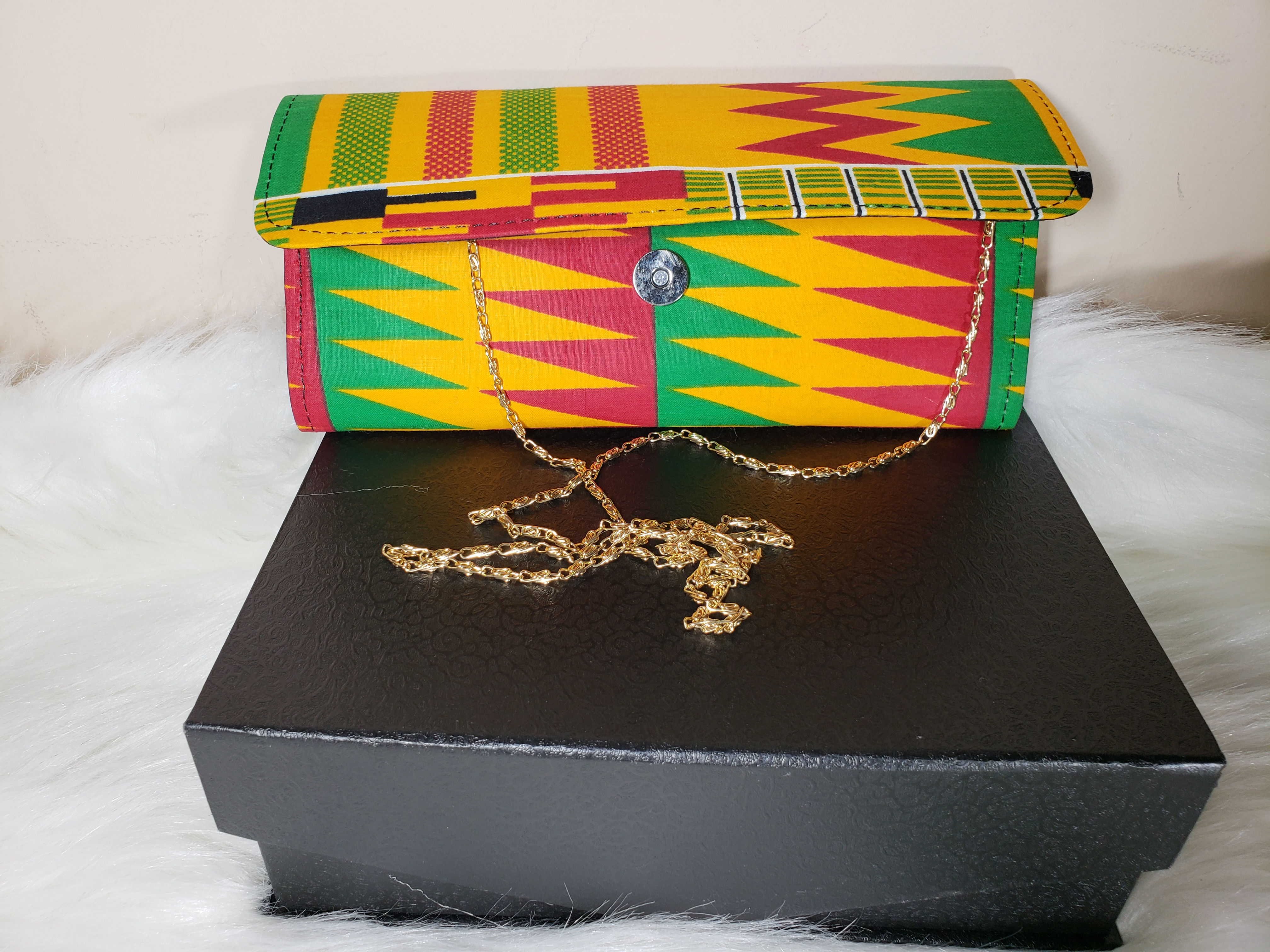 Ada Mini Clutch Bag (Kente Print)