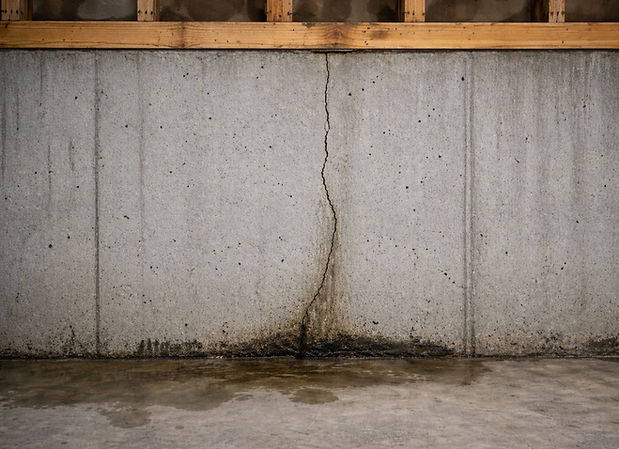 Fondation avec infiltration d'eau et moisissure