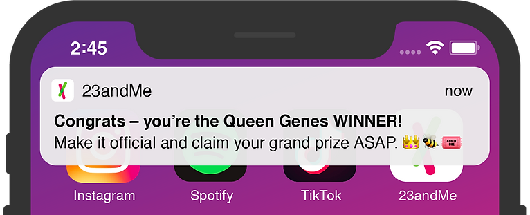 Queen Genes winner notification